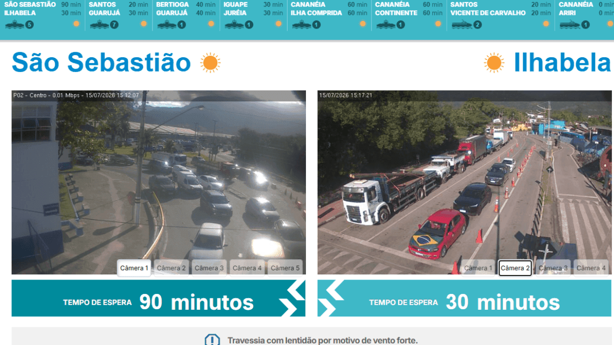Balsa em São Sebastião com fila de 90 minutos