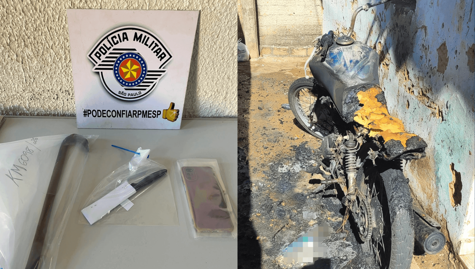 Um celular também foi apreendido pela Polícia Militar