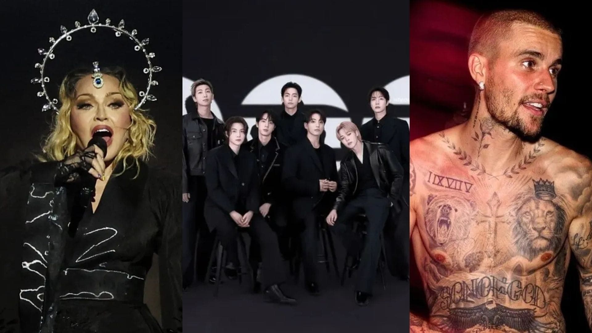 Madonna, BTS e Justin Bieber