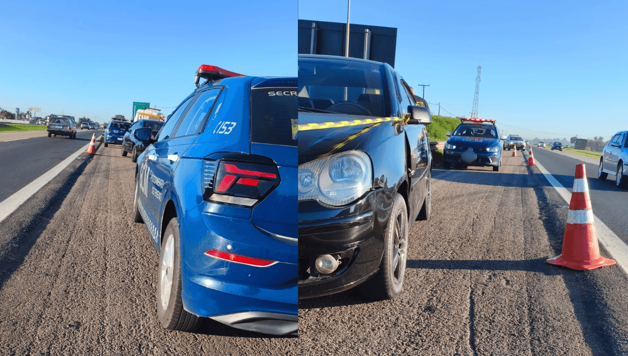A agressão foi interrompida com o auxílio de um policial civil que passava pela rodovia