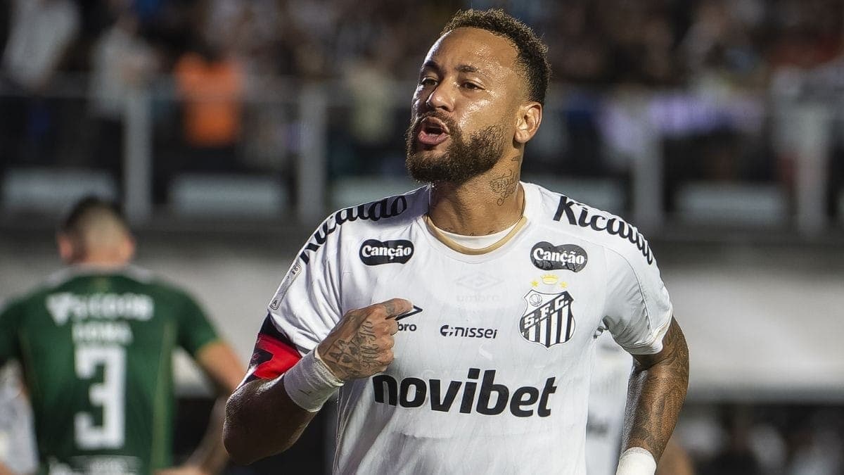 Neymar comemora gol do Santos contra a Chapecoense