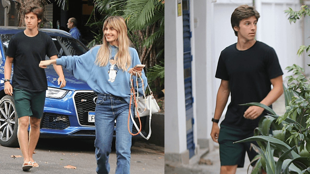 Carolina Dieckmann passeia com o filho caçula, José Worcaman, no Rio de Janeiro