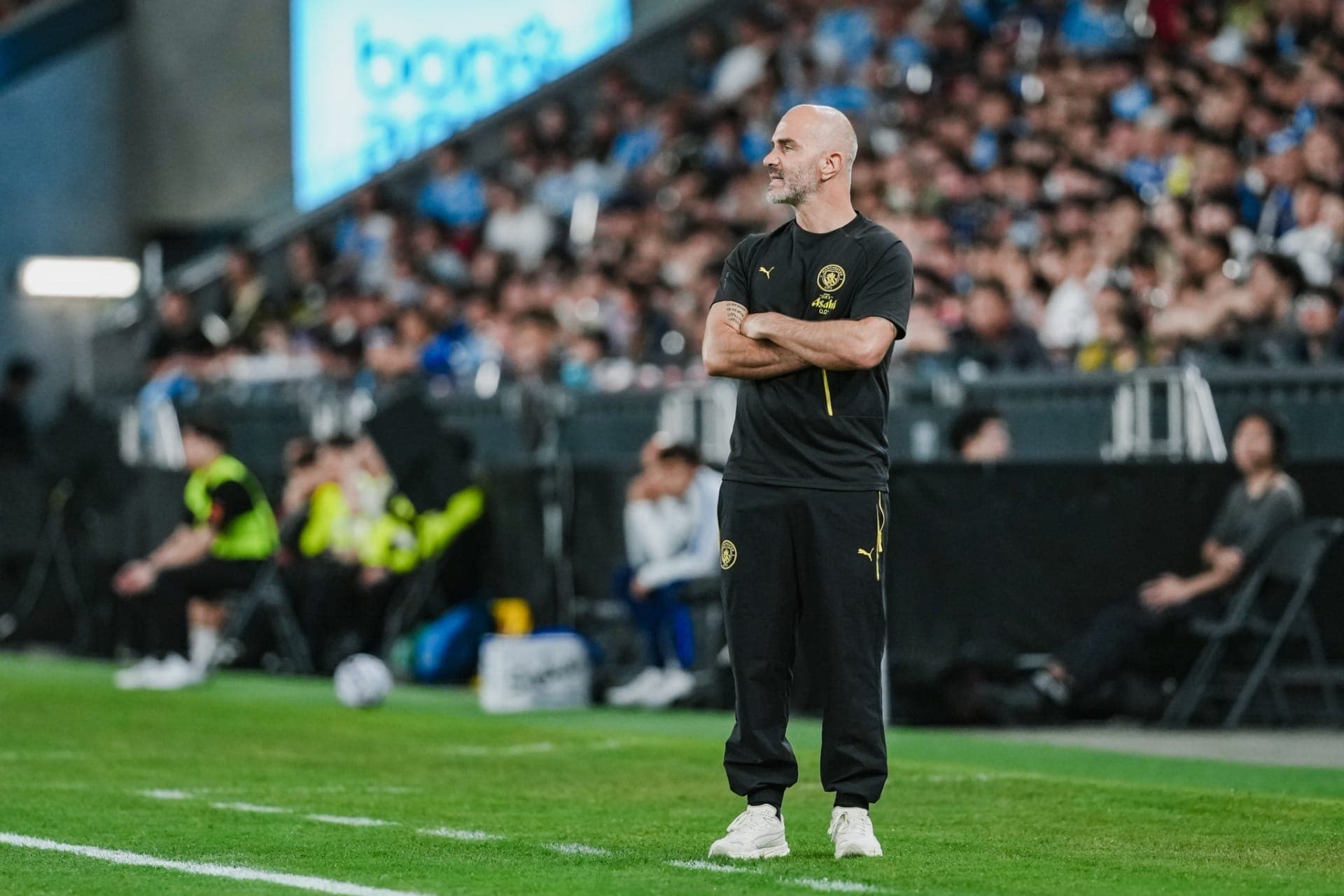 Enzo Maresca em seu primeiro jogo como técnico do Manchester City