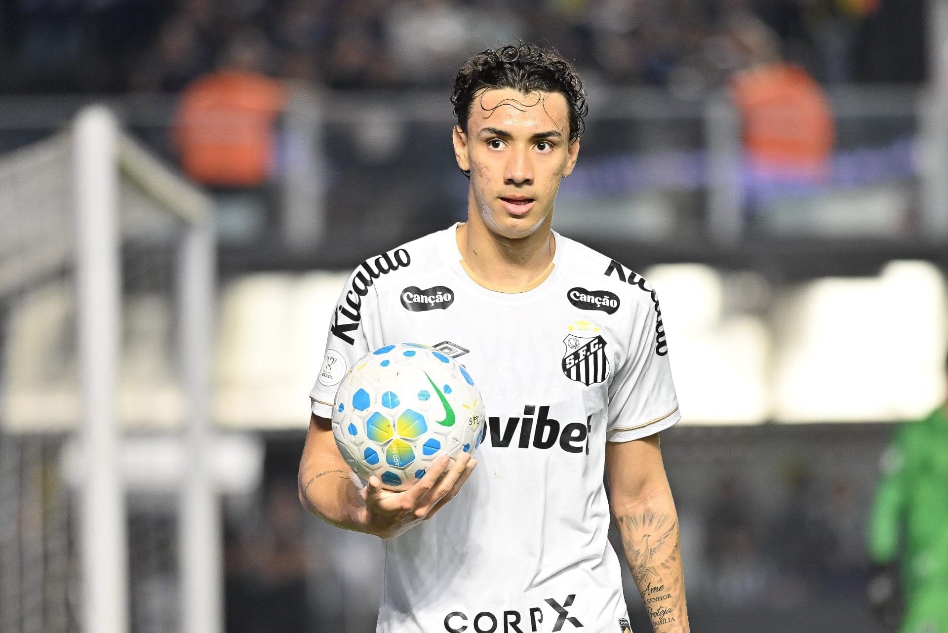 Gabriel Bontempo durante jogo do Santos contra Remo pela Copa do Brasil