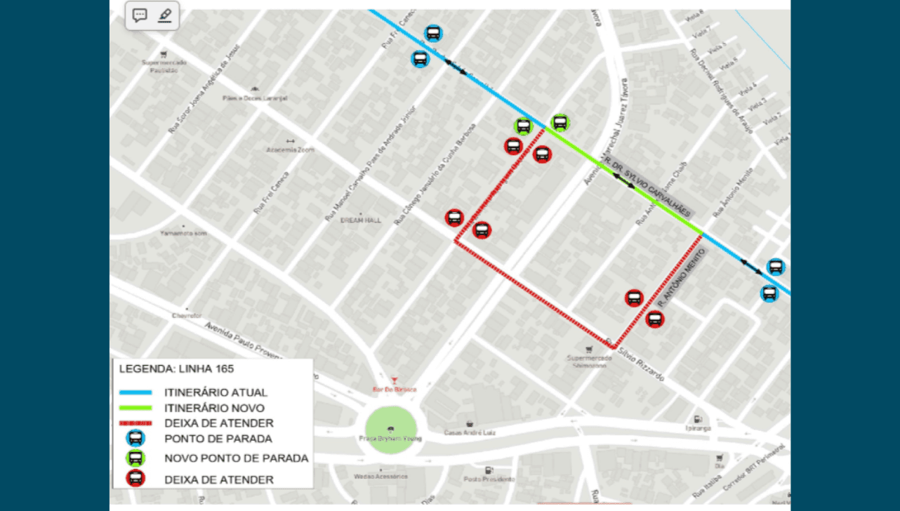 Mudança visa otimizar o trajeto; ônibus deixam de circular por três ruas e ganham novos pontos de parada