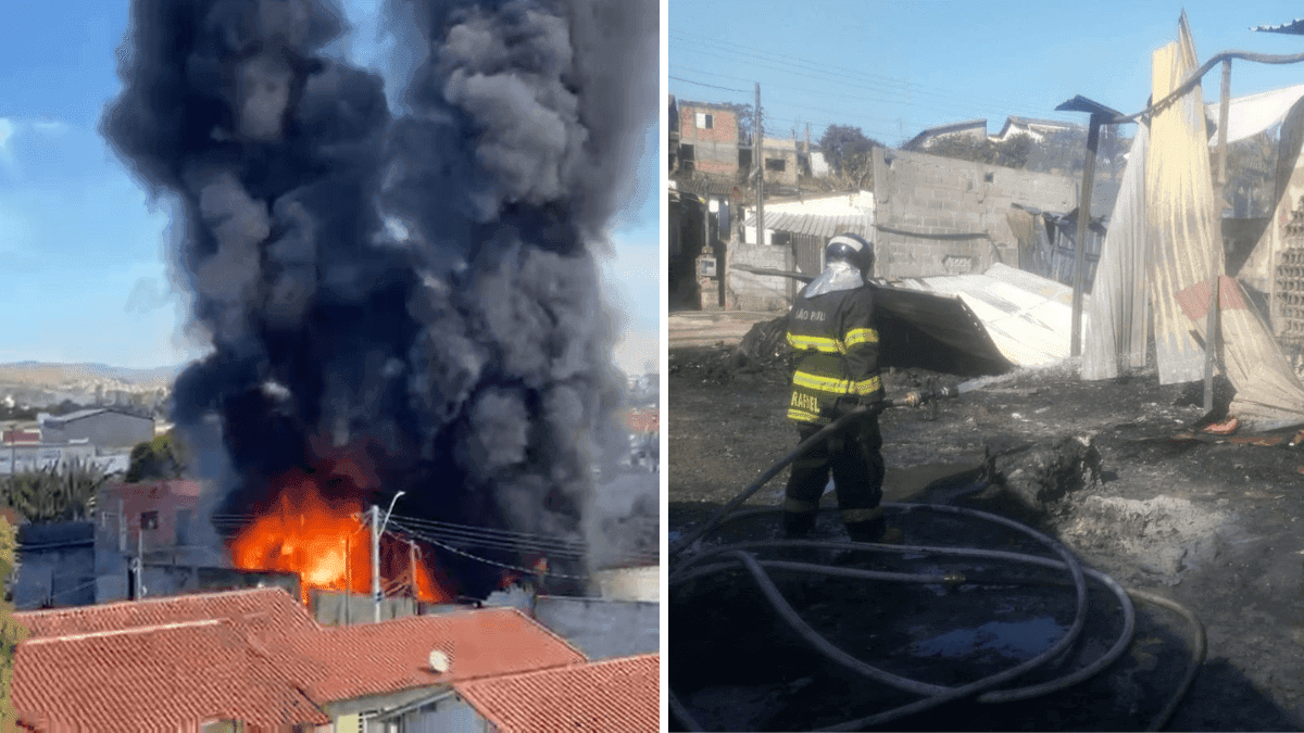 Incêndio atinge material reciclável e mobiliza Bombeiros em Guaratinguetá