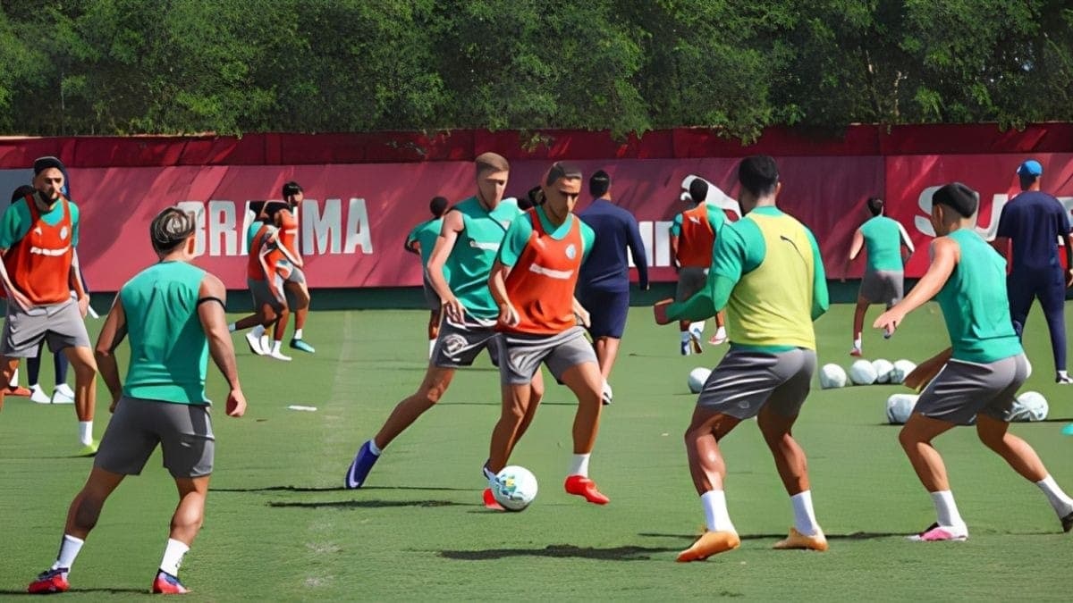 Jogadores do Fluminense durante treinamento
