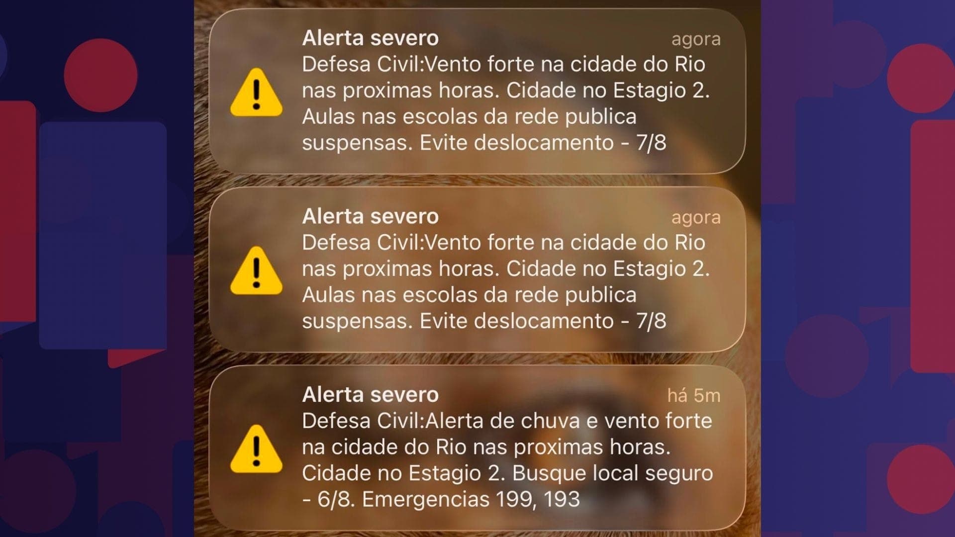 Defesa Civil enviou alertas na cidade do Rio