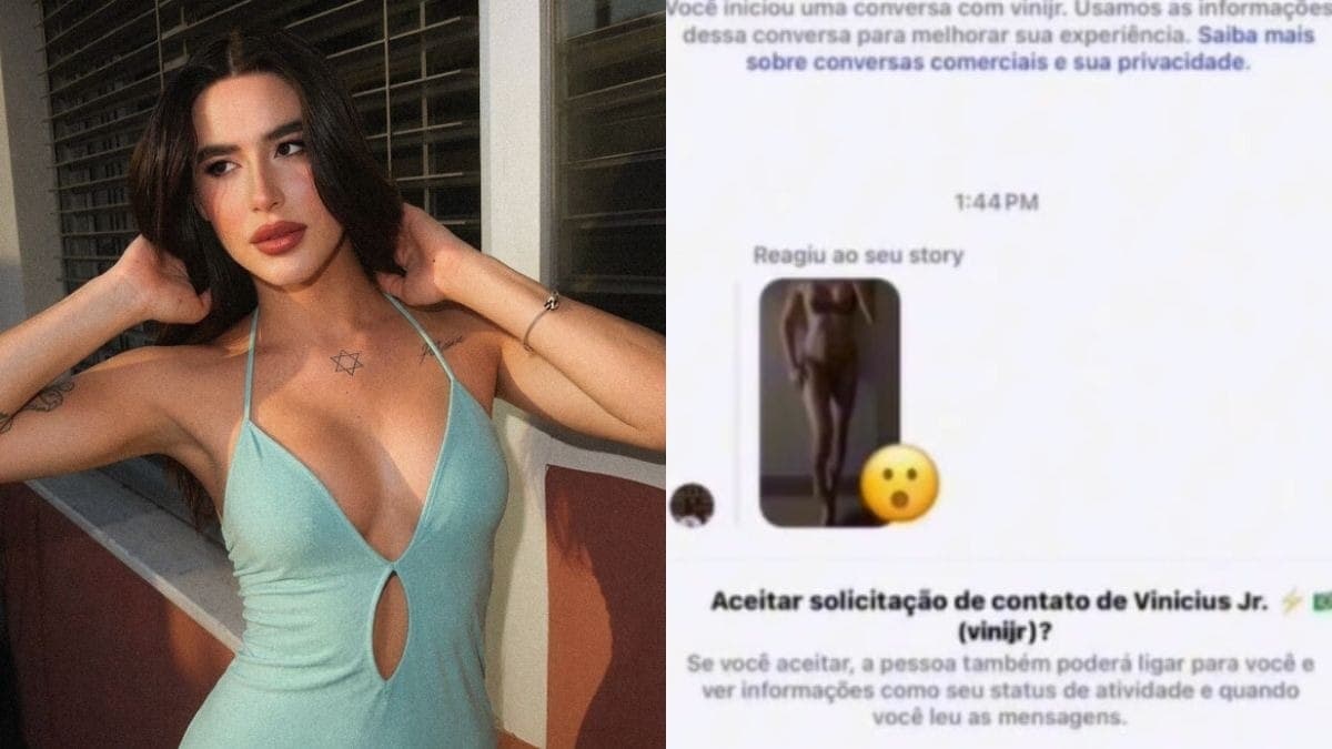 Atriz acusa Vini Jr. de reação em foto de biquini