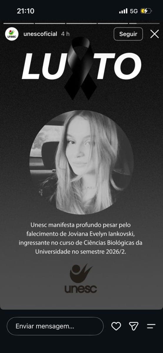 Joviana Evelyn Jankovski foi encontrada morta em SC