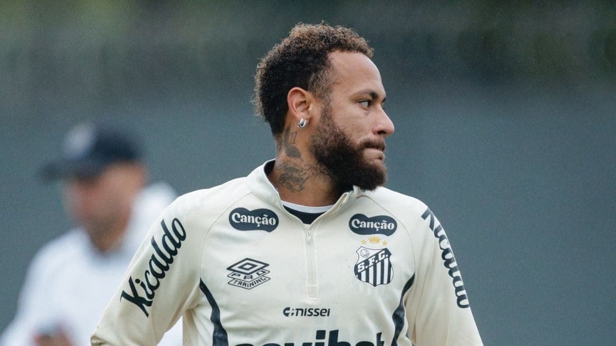 Neymar, durante treino do Santos
