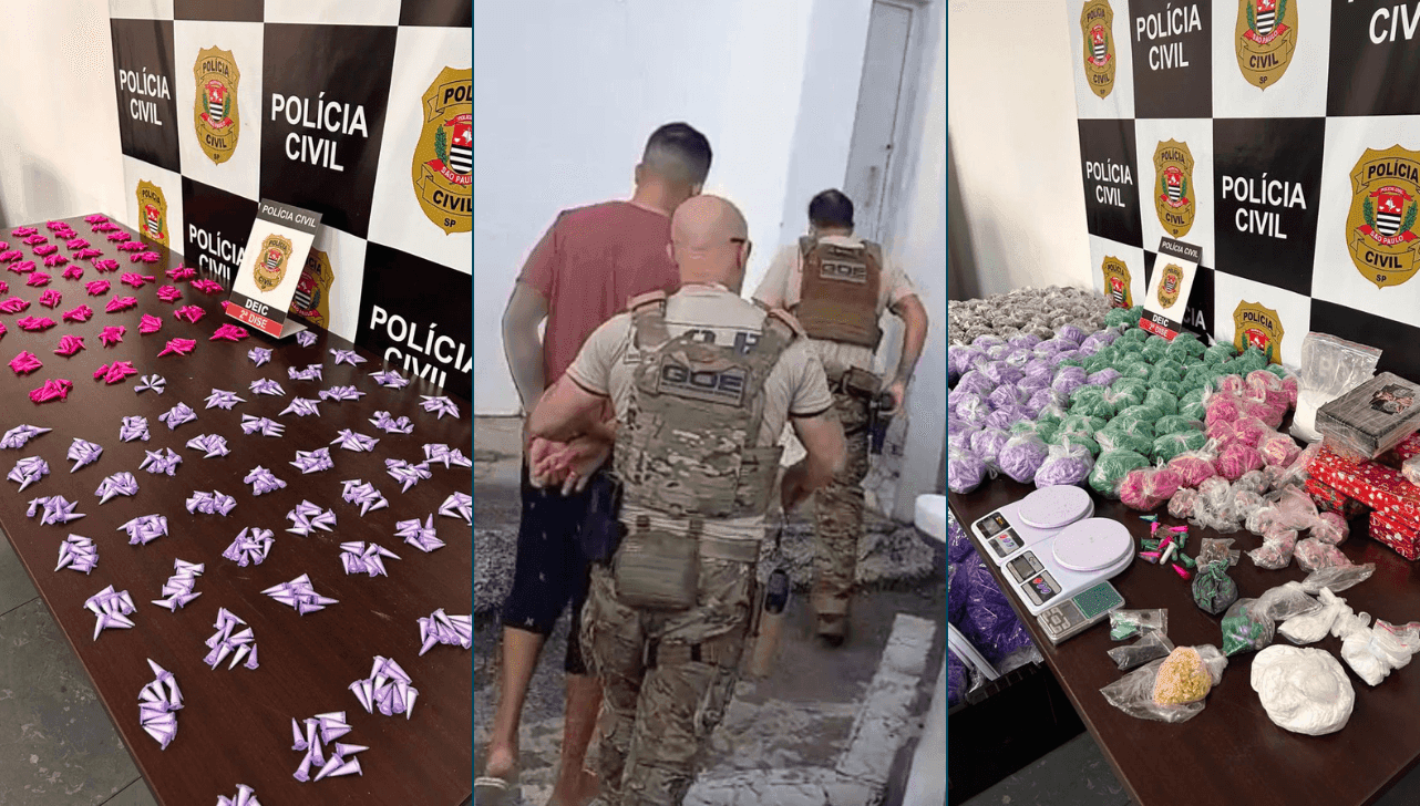 Foram apreendidas porções já fracionadas e tijolos de cocaína e maconha