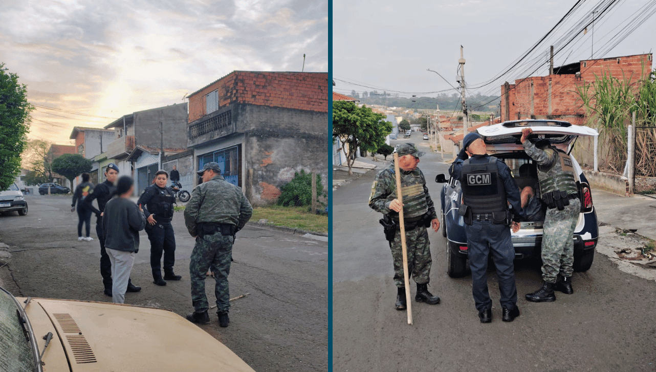Homem tentou usar uma enxada para agredir o filho