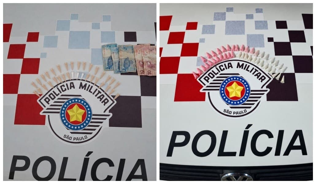 Ocorrências aconteceram no bairro Vila Passos nesta sexta-feira (14); policiais apreenderam 77 pinos de cocaína nas duas abordagens
