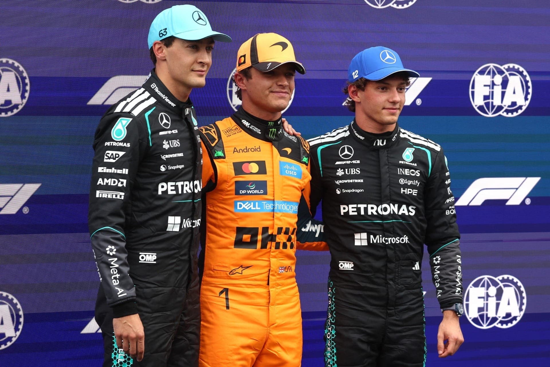 Norris, Russell e Antonelli largam nas três primeiras posições do GP da Holanda