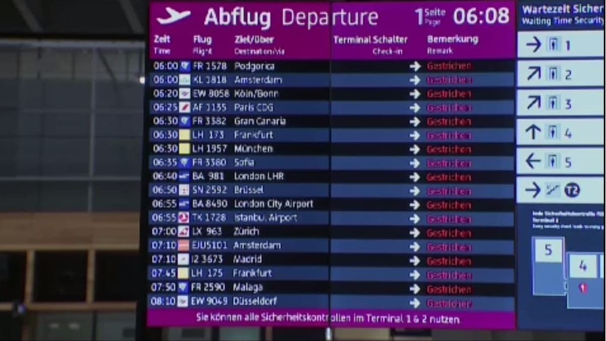 Greve afeta voos em aeroporto de Berlim, na Alemanha