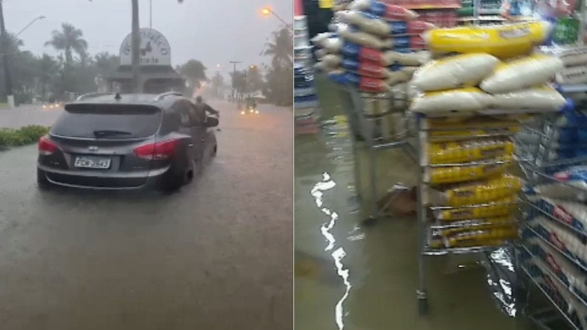 Chuva atinge a cidade do Guarujá, no litoral de São Paulo