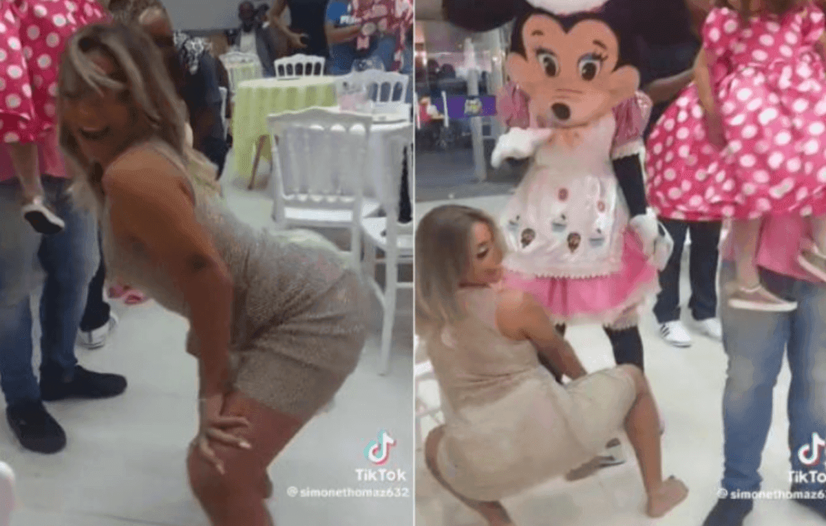 Mulher dança funk até o chão na festa infantil da filha e viraliza