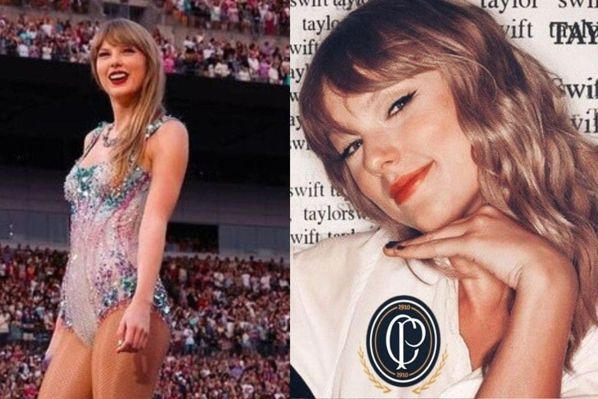 Montagem de Taylor Swift com camisa do Corinthians feita pelos fãs