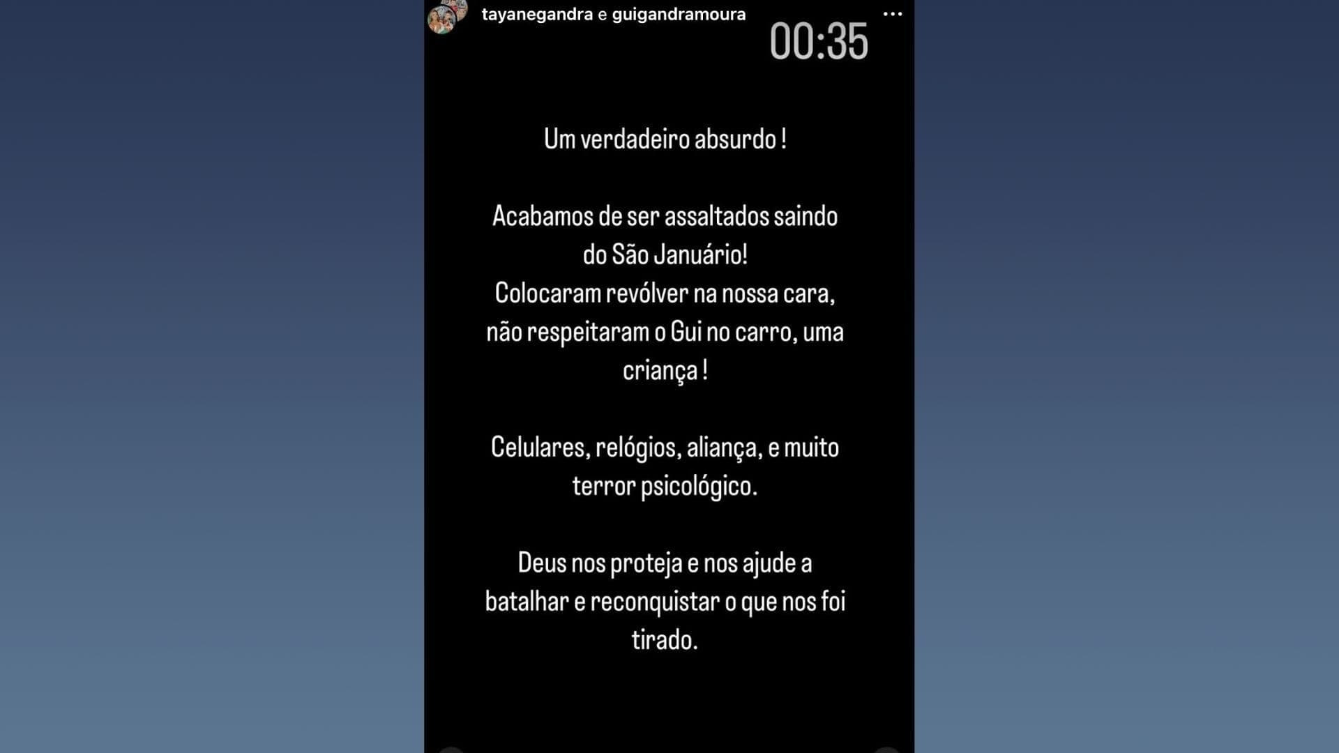 Tayane Gandra fez um desabafo nas redes sociais.