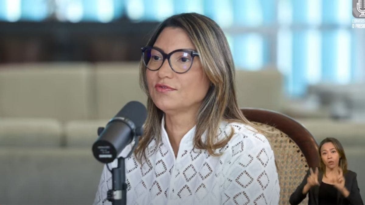 Janja durante o programa "Conversa com o Presidente", em 19 de dezembro