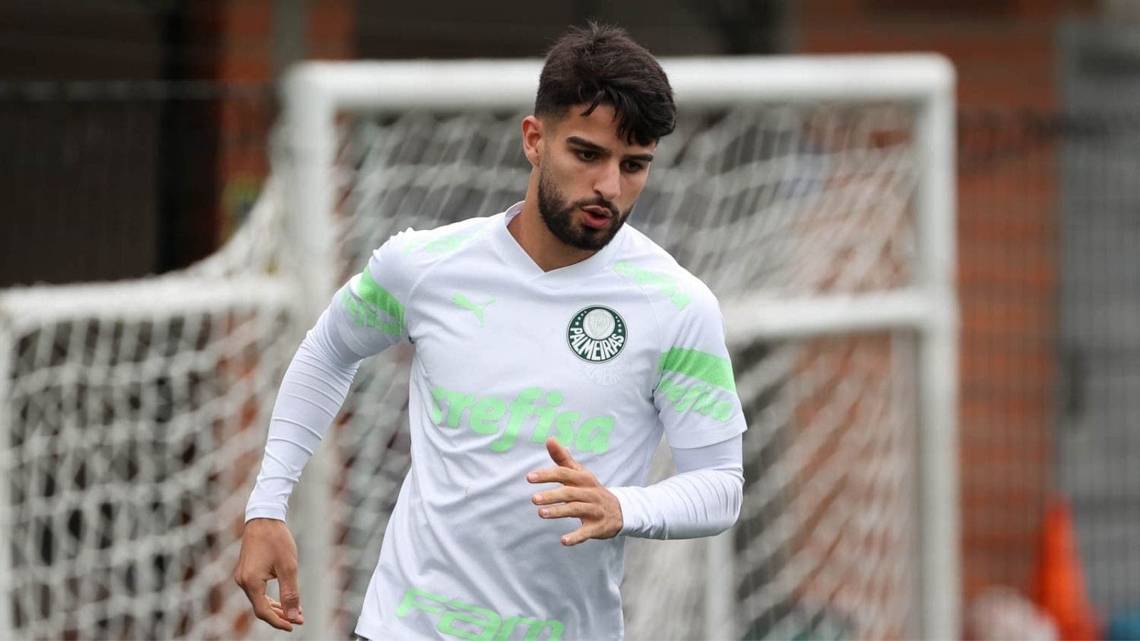 Flaco López em treinamento na Academia de Futebol, o CT do Palmeiras