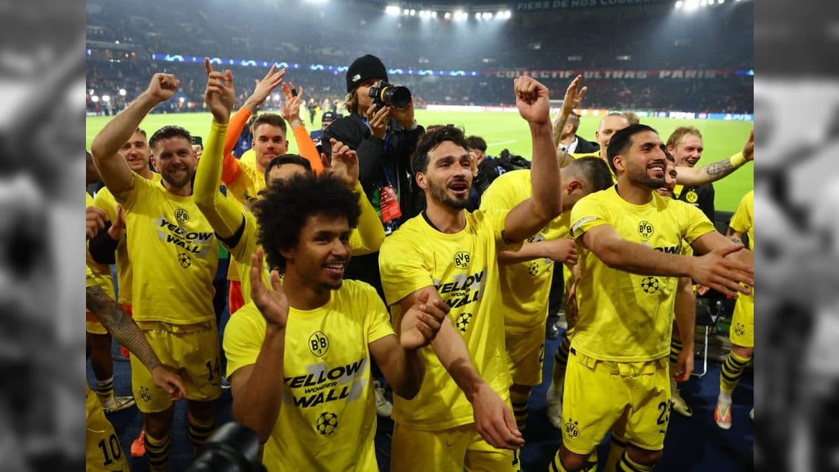 Jogadores do Dortmund comemoram a classificação para a final da Champions