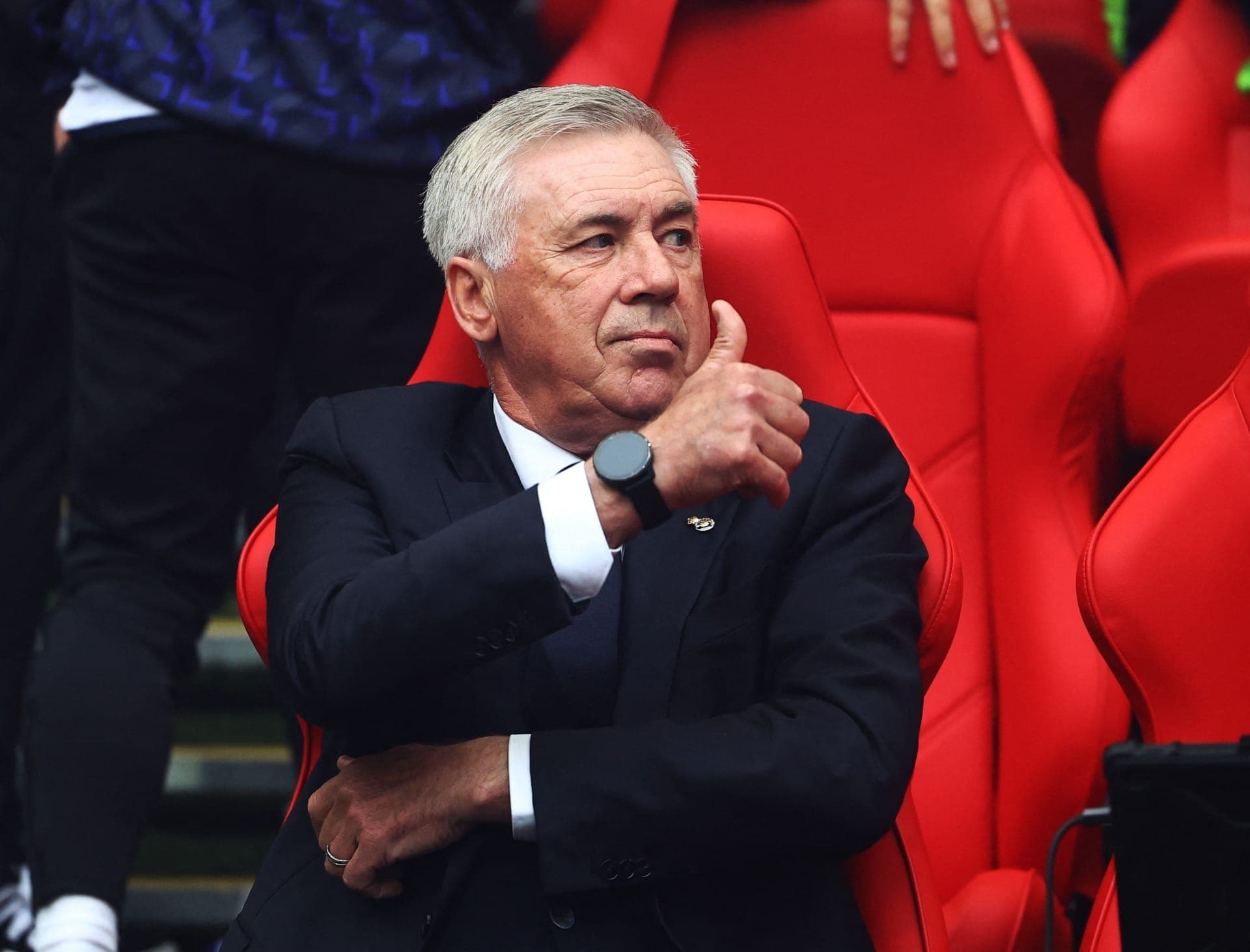 Carlo Ancelotti em Wembley, na final da Champions