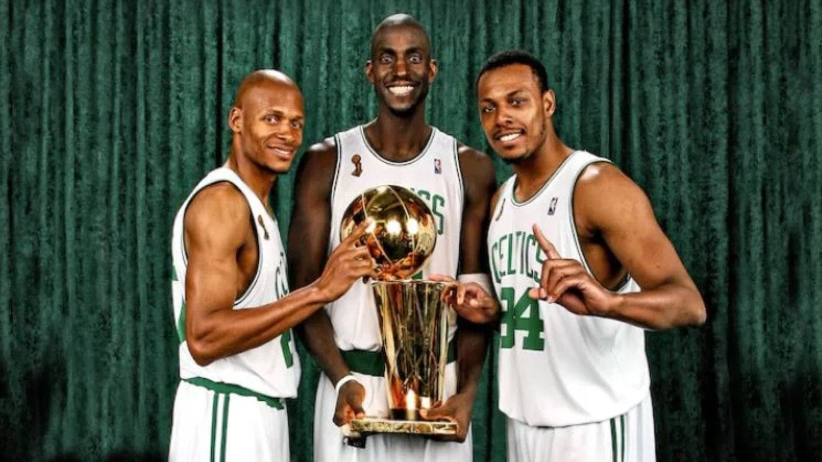 O "Big 3" do Boston Celtics de 2008: Ray Allen, Kevin Garnett e Paul Pierce