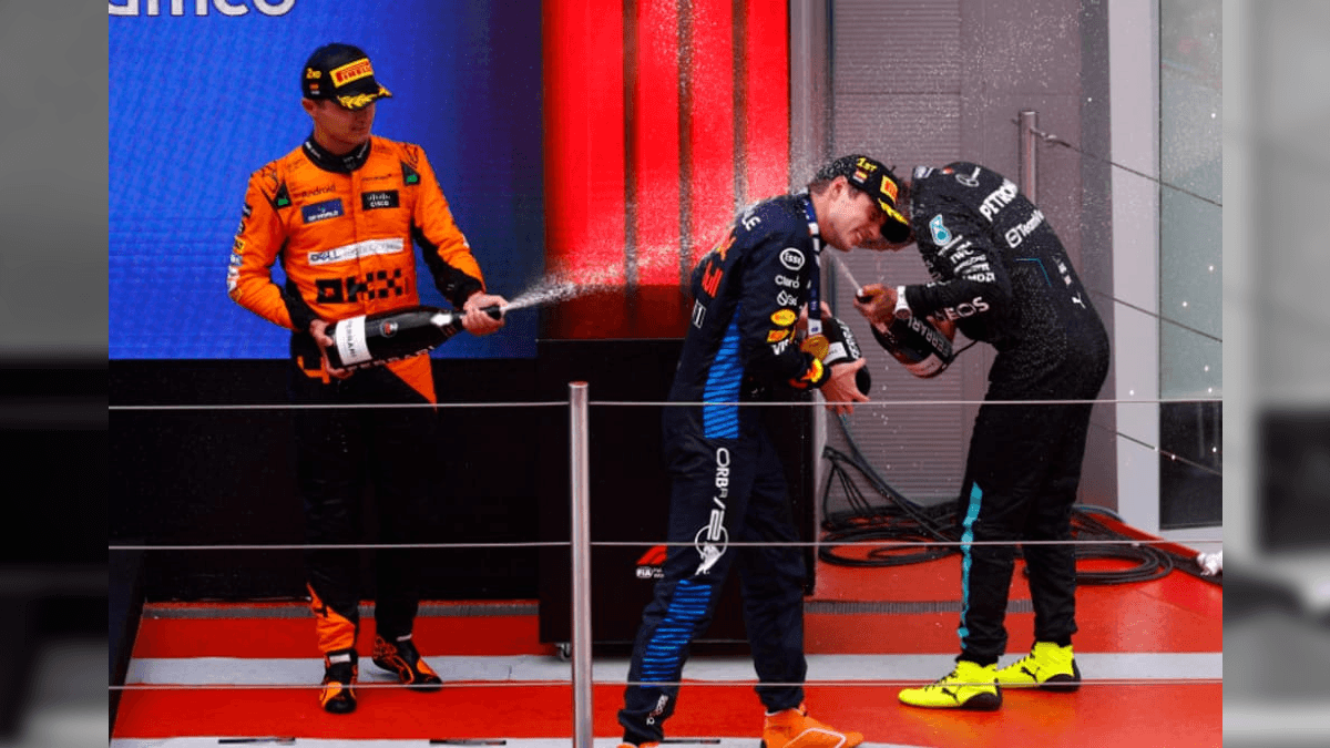 Norris formou o pódio do GP da Espanha com Verstappen e Hamilton