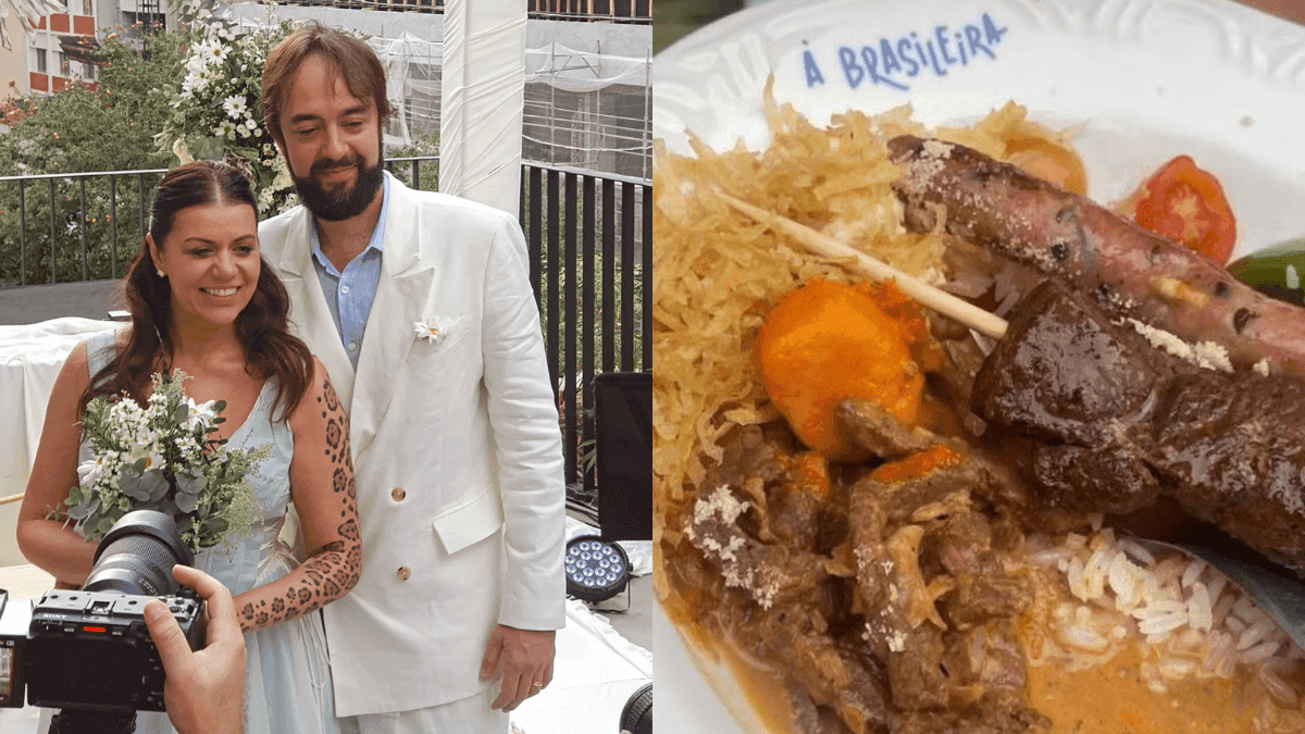 Janaina Torres serviu churrasco no espeto, entre outras brasilidades, para os convidados