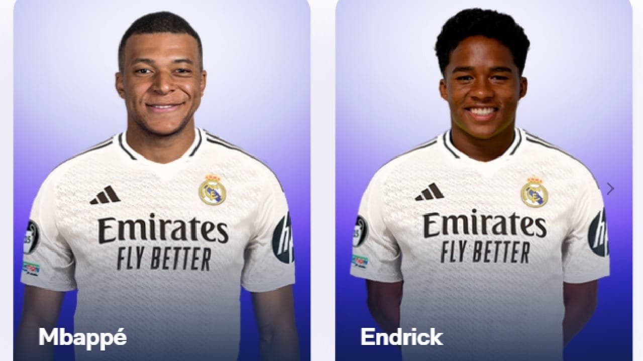 Real Madrid inclui Endrick e Mbappé em site oficial