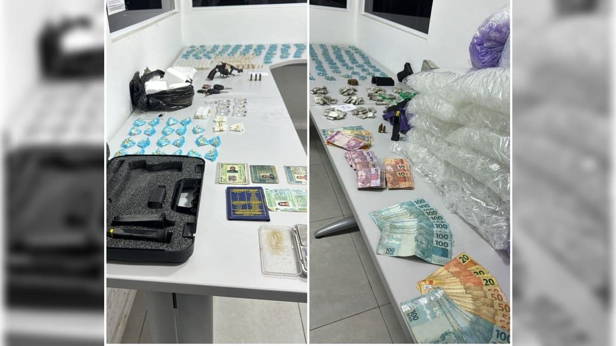 Porções de droga e dinheiro estão entre as apreensões feitas pela PM