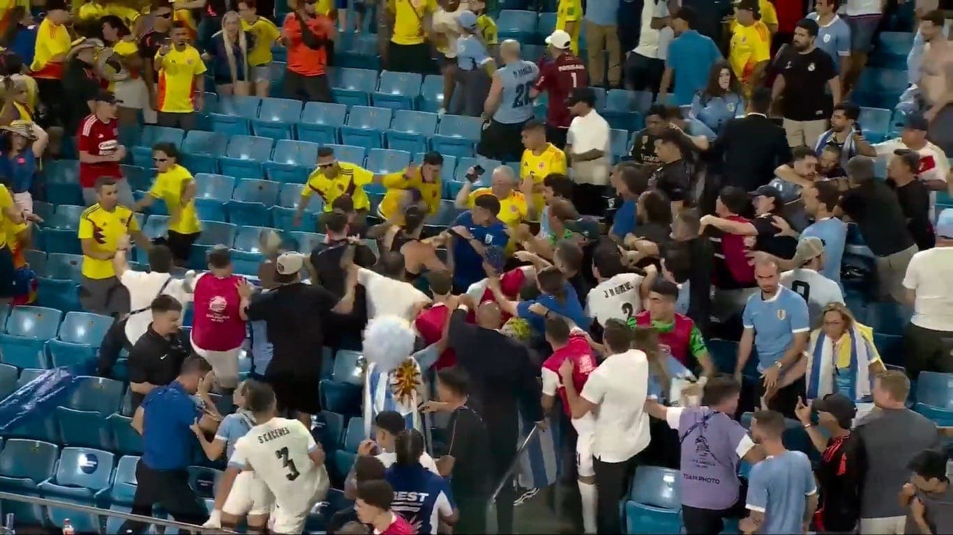 Briga em Colômbia 1 x 0 Uruguai pela Copa América 2024