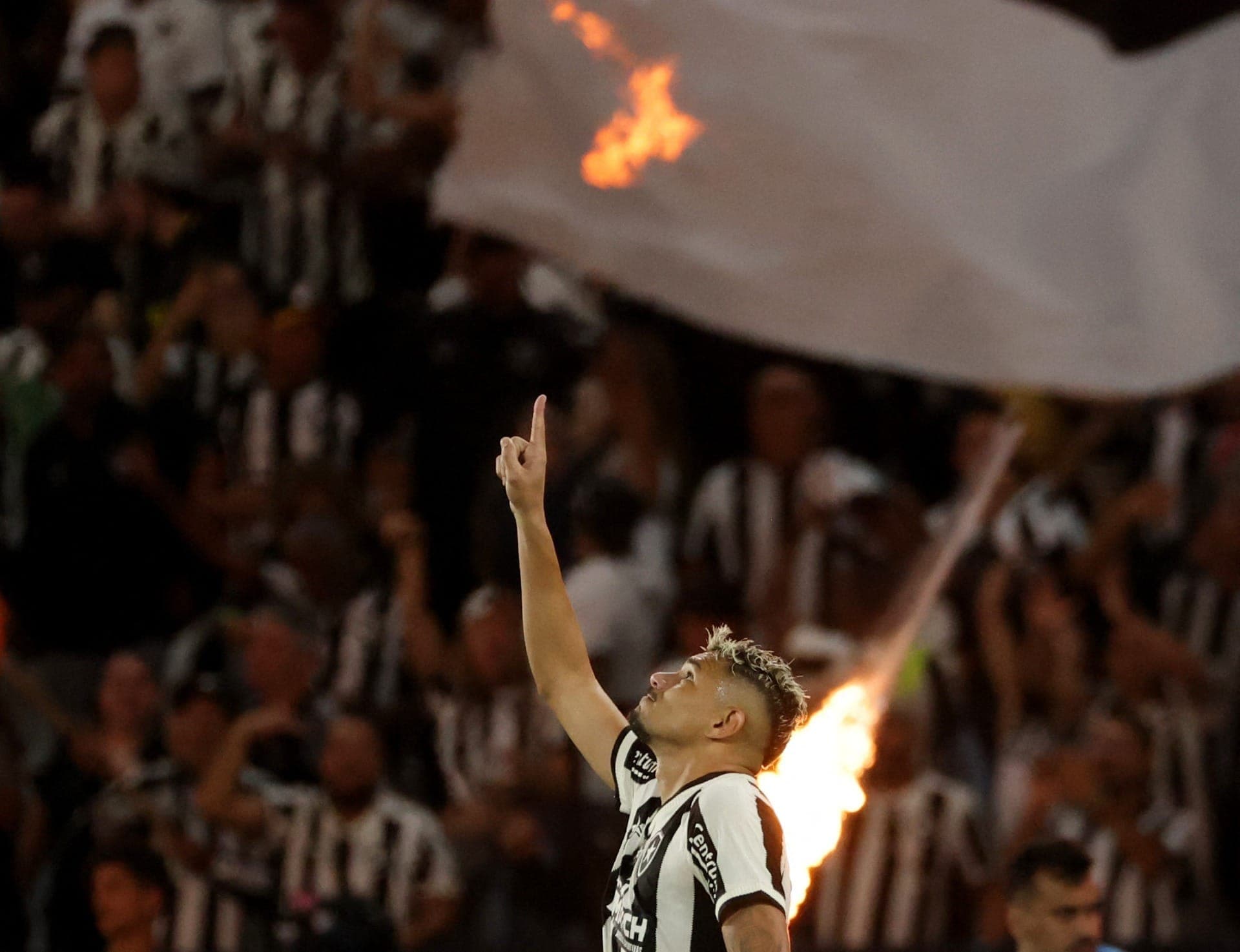 Tiquinho comemora o gol do Botafogo contra o Palmeiras