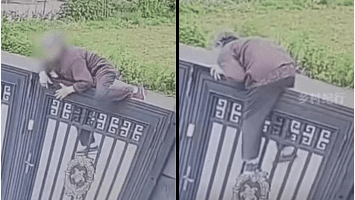 Idosa de 92 anos é flagrada pulando o muro para fugir de casa de repouso