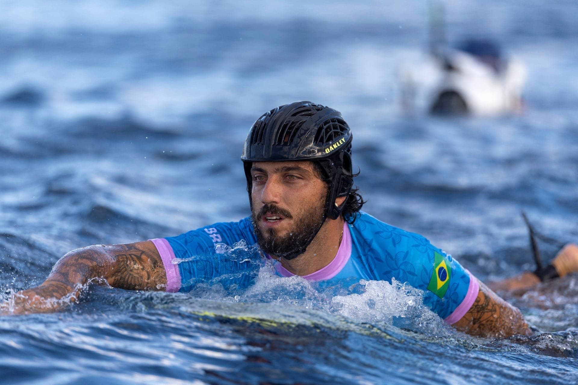 Filipe Toledo durante competição nas Olimpíada de Paris