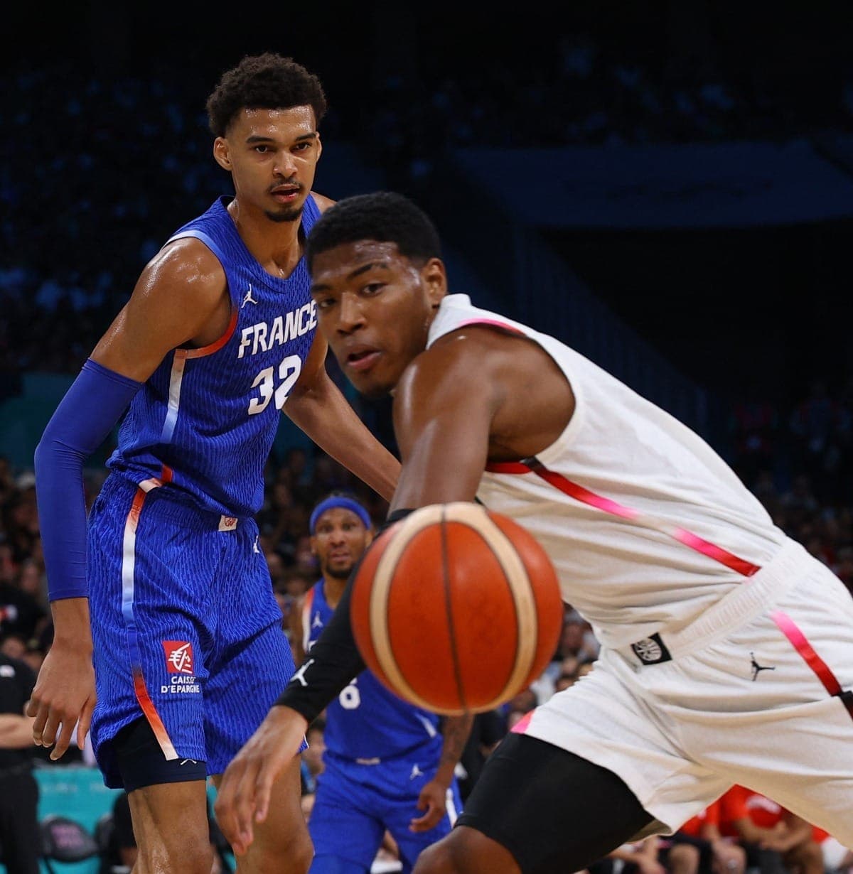 Rui Hachimura em ação pelo Japão na Olimpíada de Paris