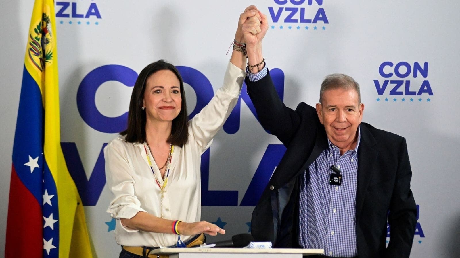 Maria Corina Machado e Edmundo González, da oposição na Venezuela