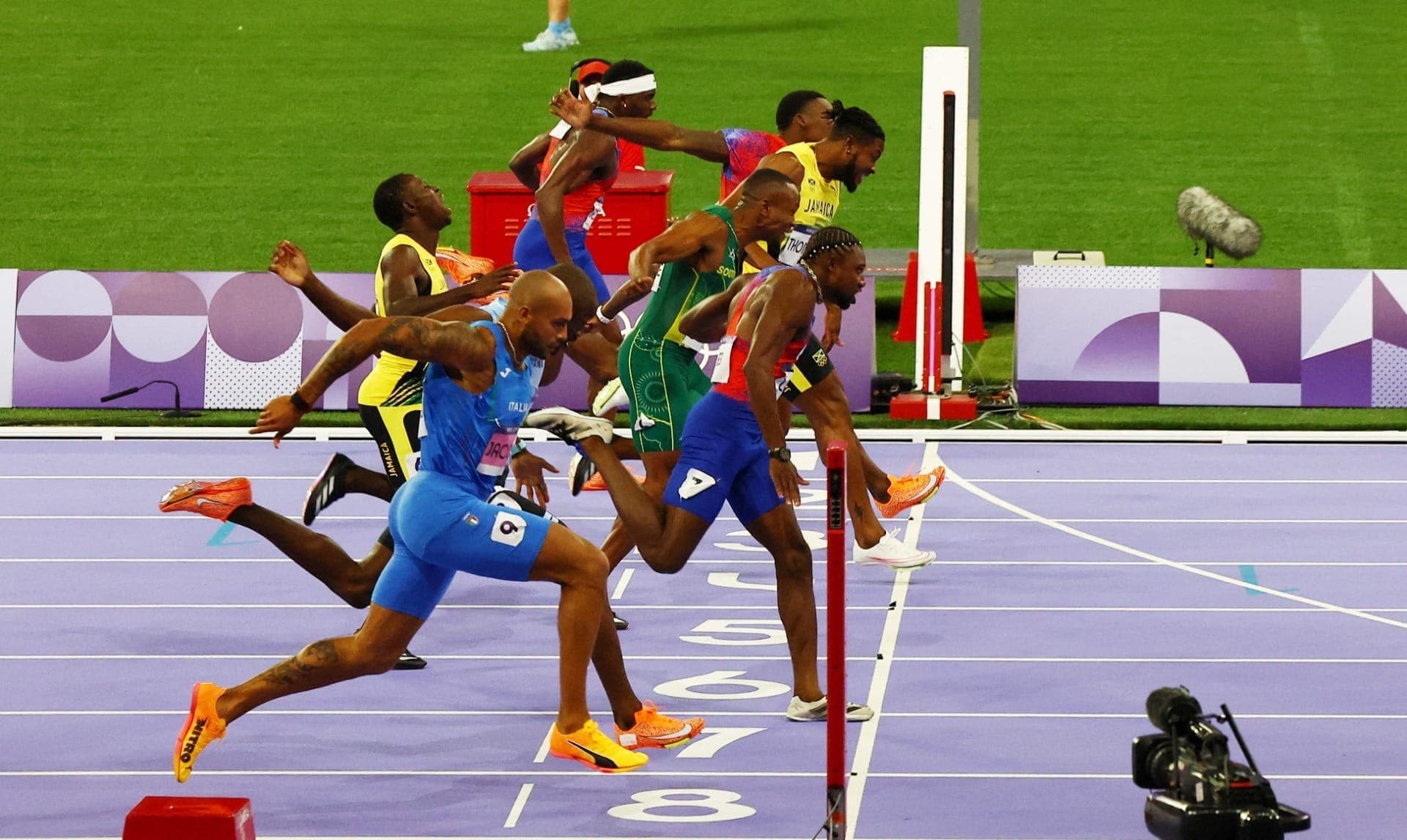 Prova dos 100m rasos na Olimpíada de Paris 2024