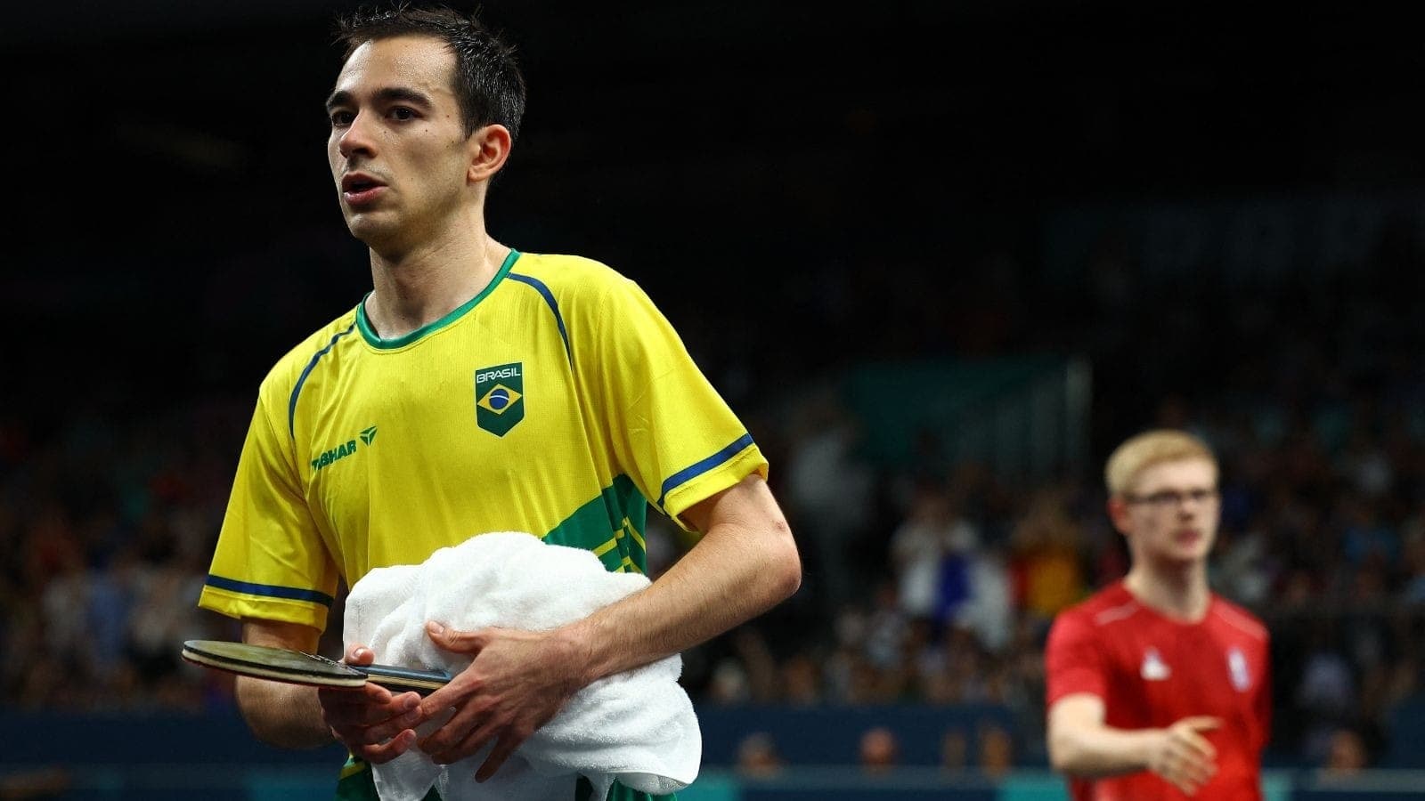 Hugo Calderano voltou a perder para algoz francês e Brasil foi eliminado
