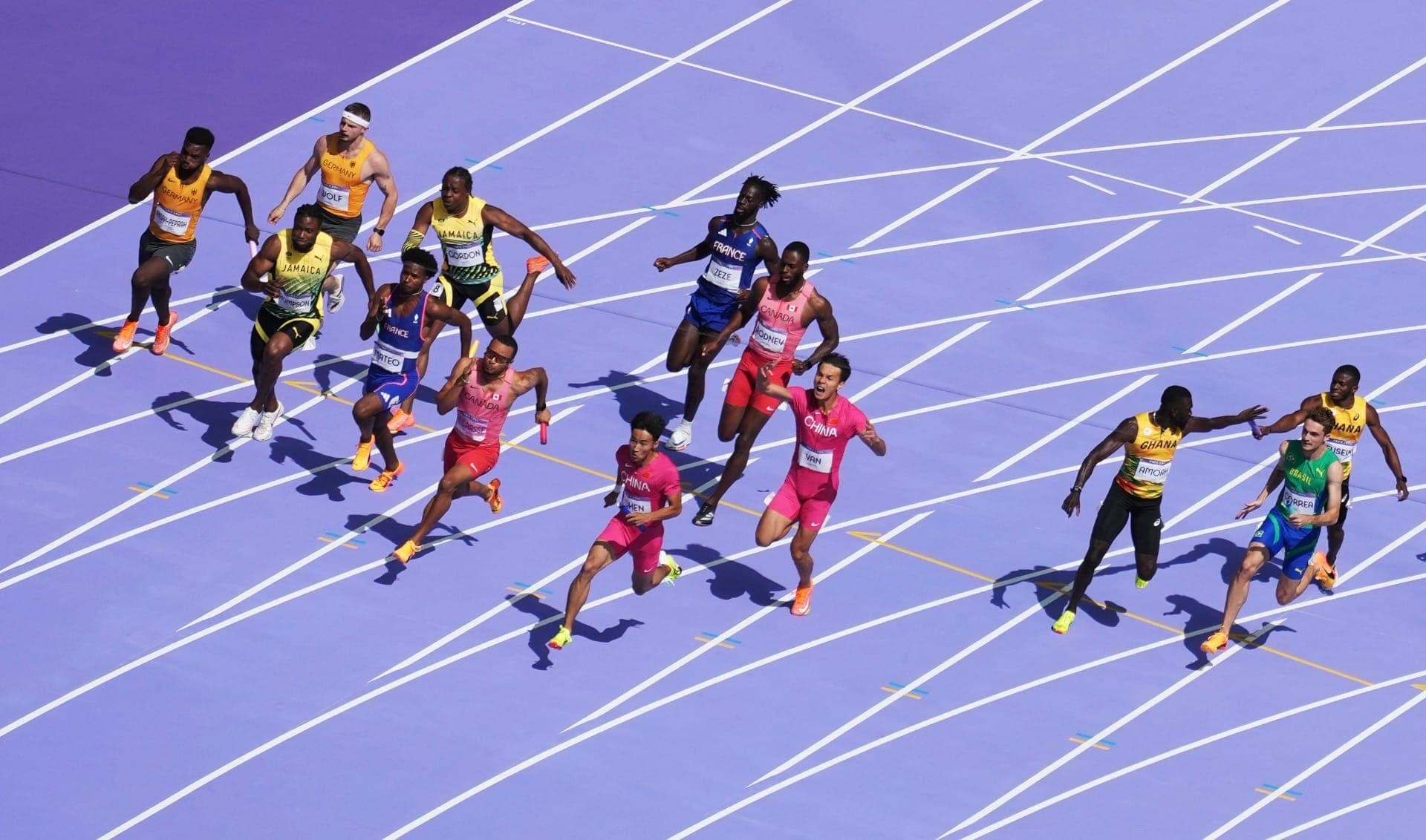 Eliminatória do revezamento 4x100m ; atletismo ; Paris-2024