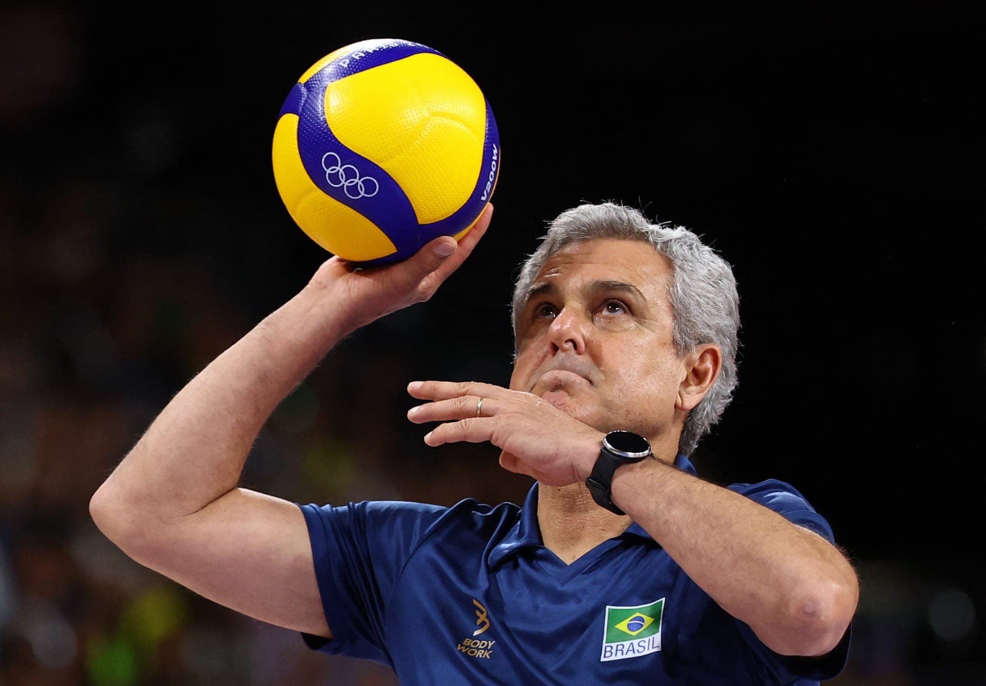 Zé Roberto Guimarães durante Brasil x EUA pela semifinal do vôlei feminino em Paris-2024