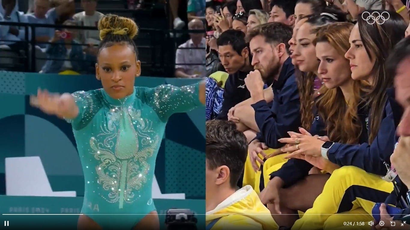 Time Brasil acompanha apresentação de Rebeca no solo em Paris-2024
