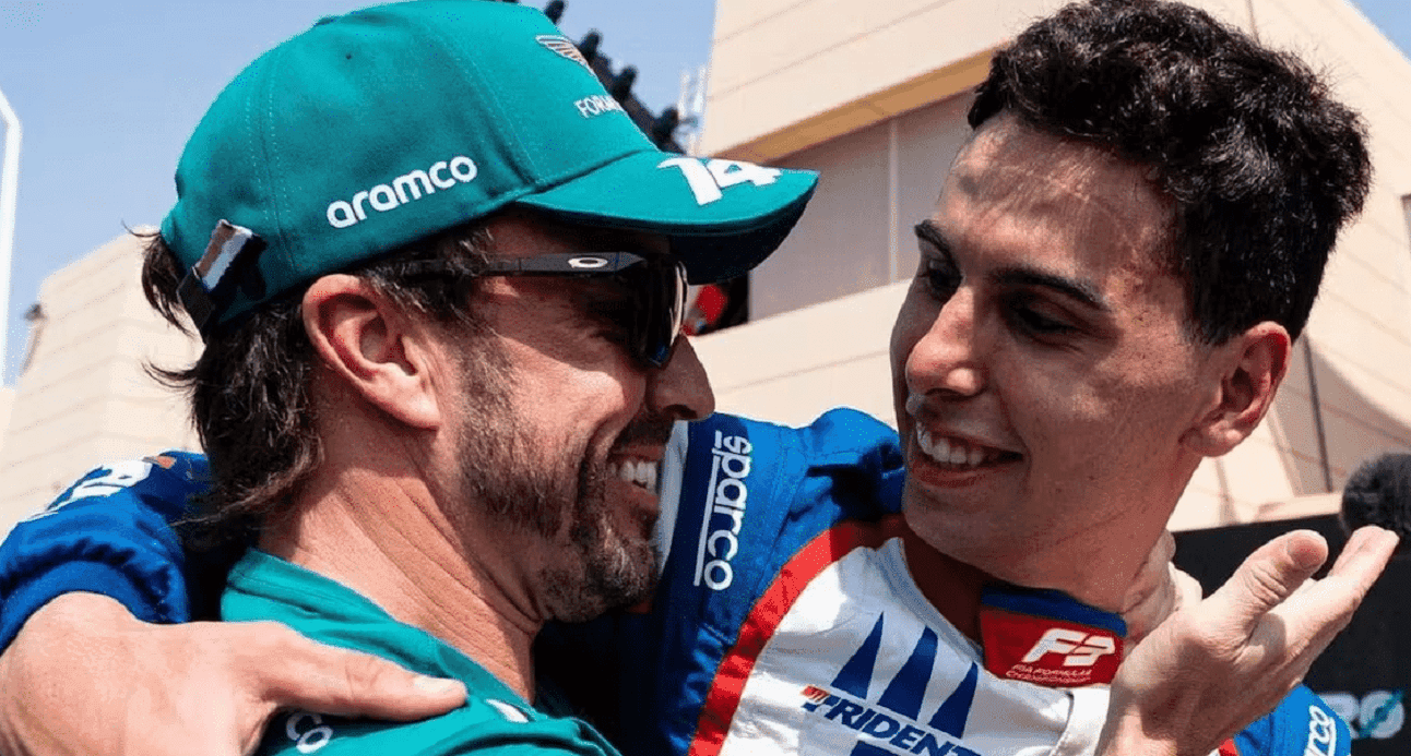 Gabriel Bortoleto com Fernando Alonso