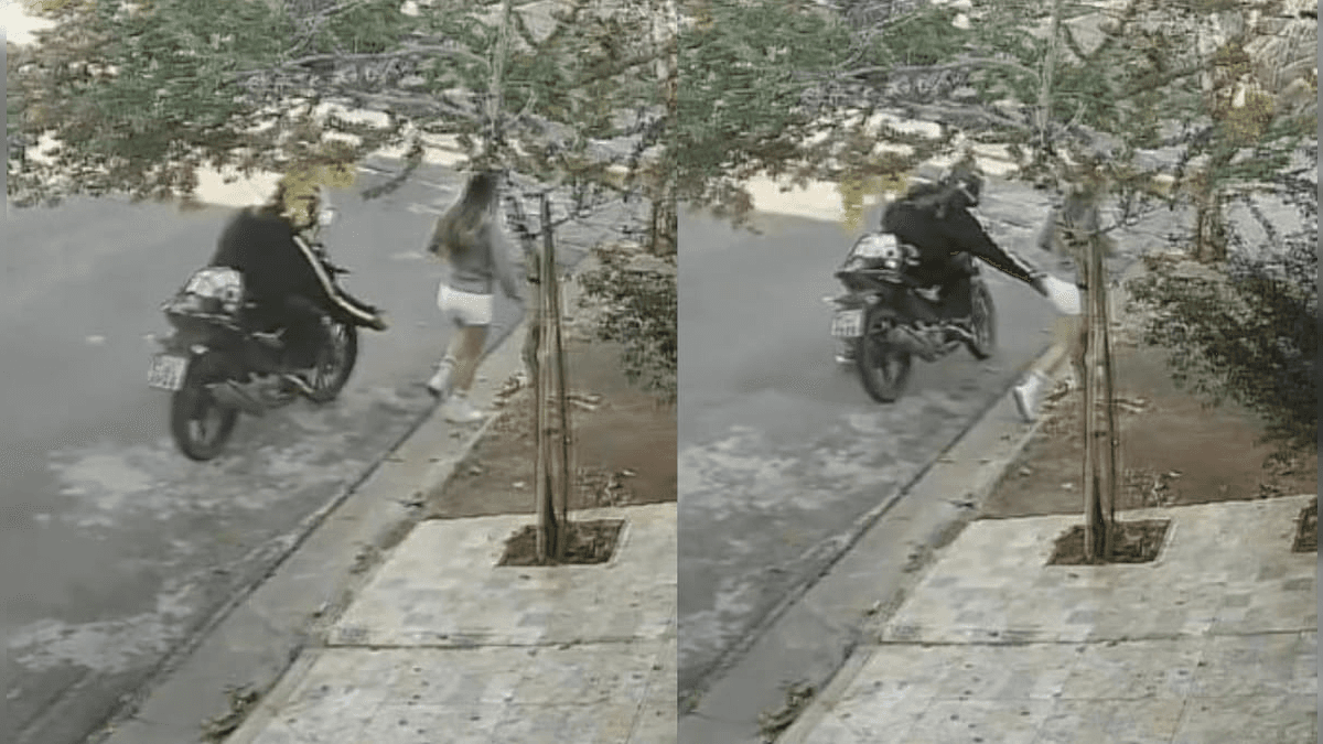 Motoqueiro é flagrado assediando mulher em Atibaia (SP)