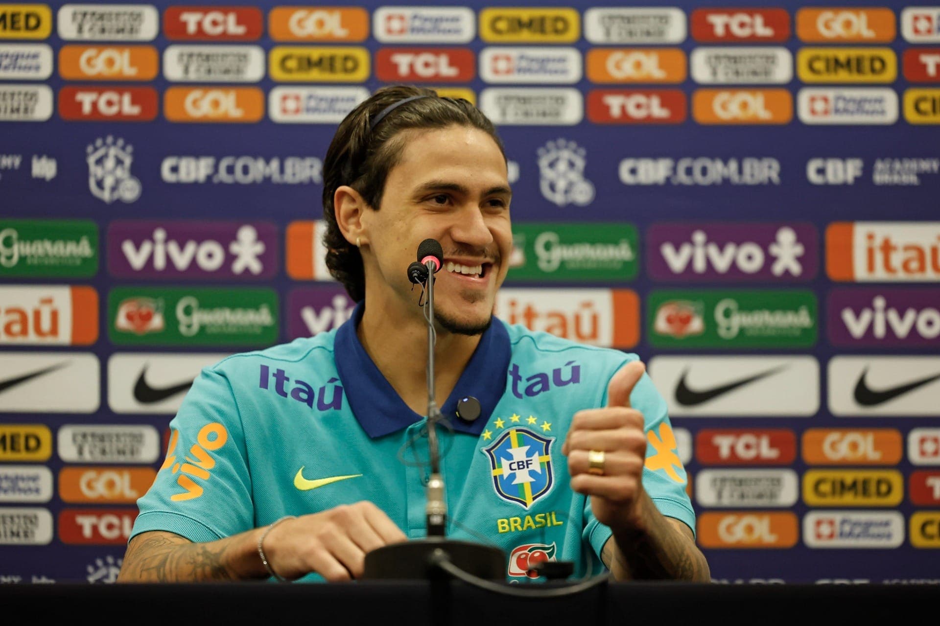 Pedro, atacante do Flamengo, em entrevista na Seleção Brasileira