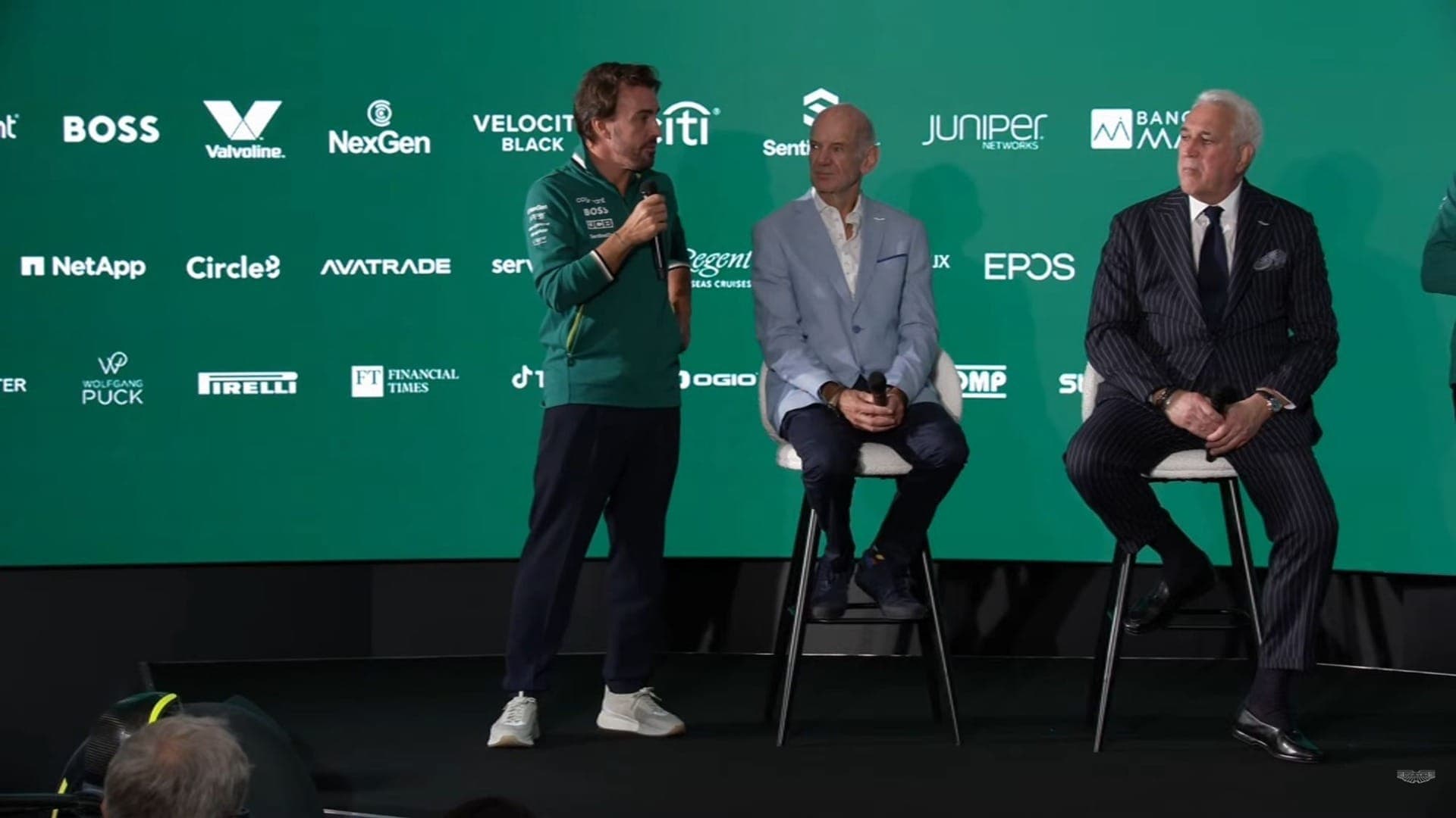 Fernando Alonso, Adrian Newey e Lawrence Stroll