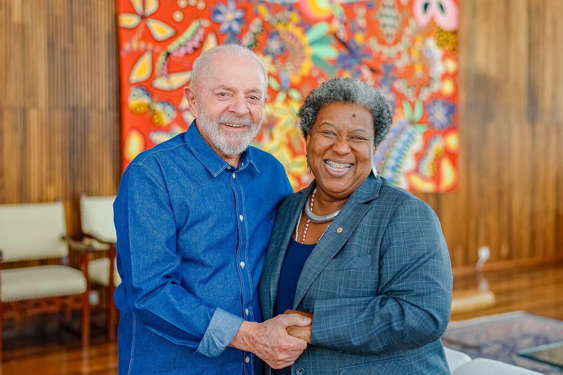 Presidente Lula (PT) e a nova ministra dos Direitos Humanos, Macaé Evaristo