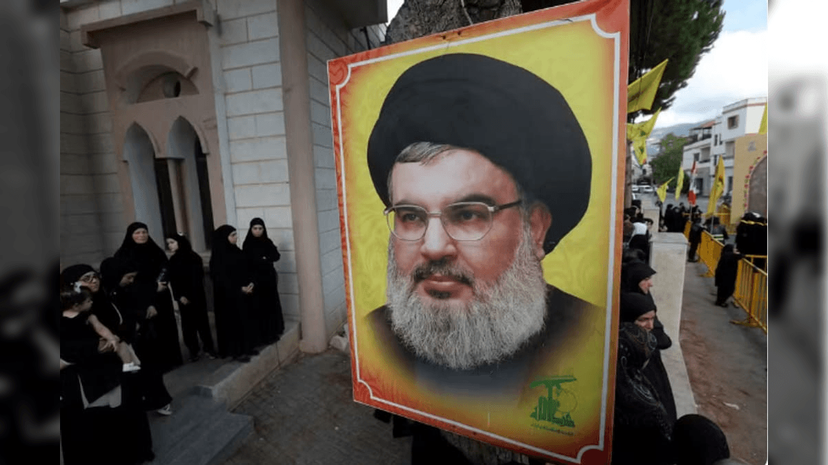 Retrato de Sayyed Hassan Nasrallah, líder do Hezbollah